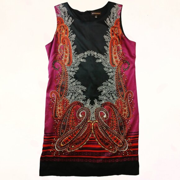 Dana Buchman Women Paisley Floral Print Lined Sleeveless Slit Midi Dress Size 14 - Picture 11 of 12